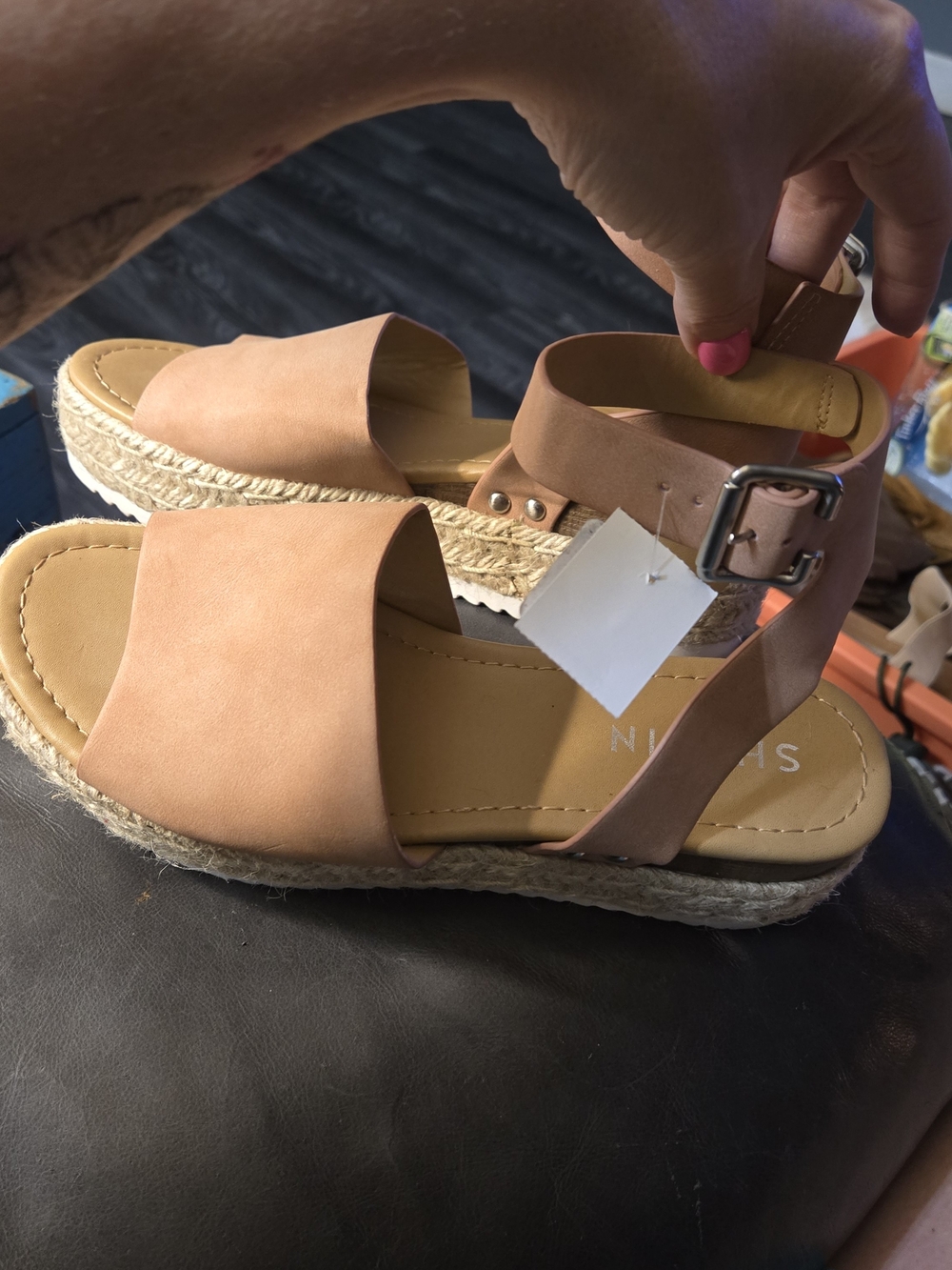 SHEIN Peach Platform Espadrille Sandals